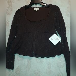 Women's Crop Chocolate Lace Blouse
